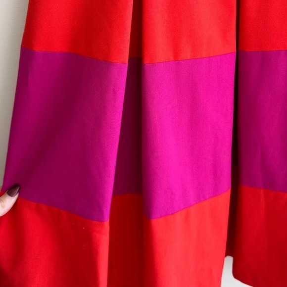 Banana Republic Red and Pink Combo Striped Pleated Dress, Size 8 - Picture 8 of 16